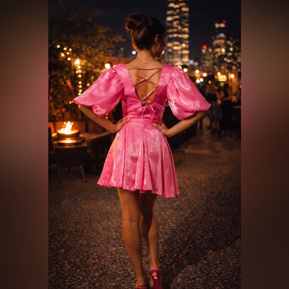 CIEBON Kassady Metallic Puff Sleeve Minidress